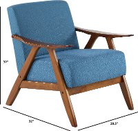 Modern Blue Accent Chair with Exposed Wood Frame - Damala-3