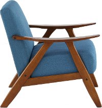 Modern Blue Accent Chair with Exposed Wood Frame - Damala-4