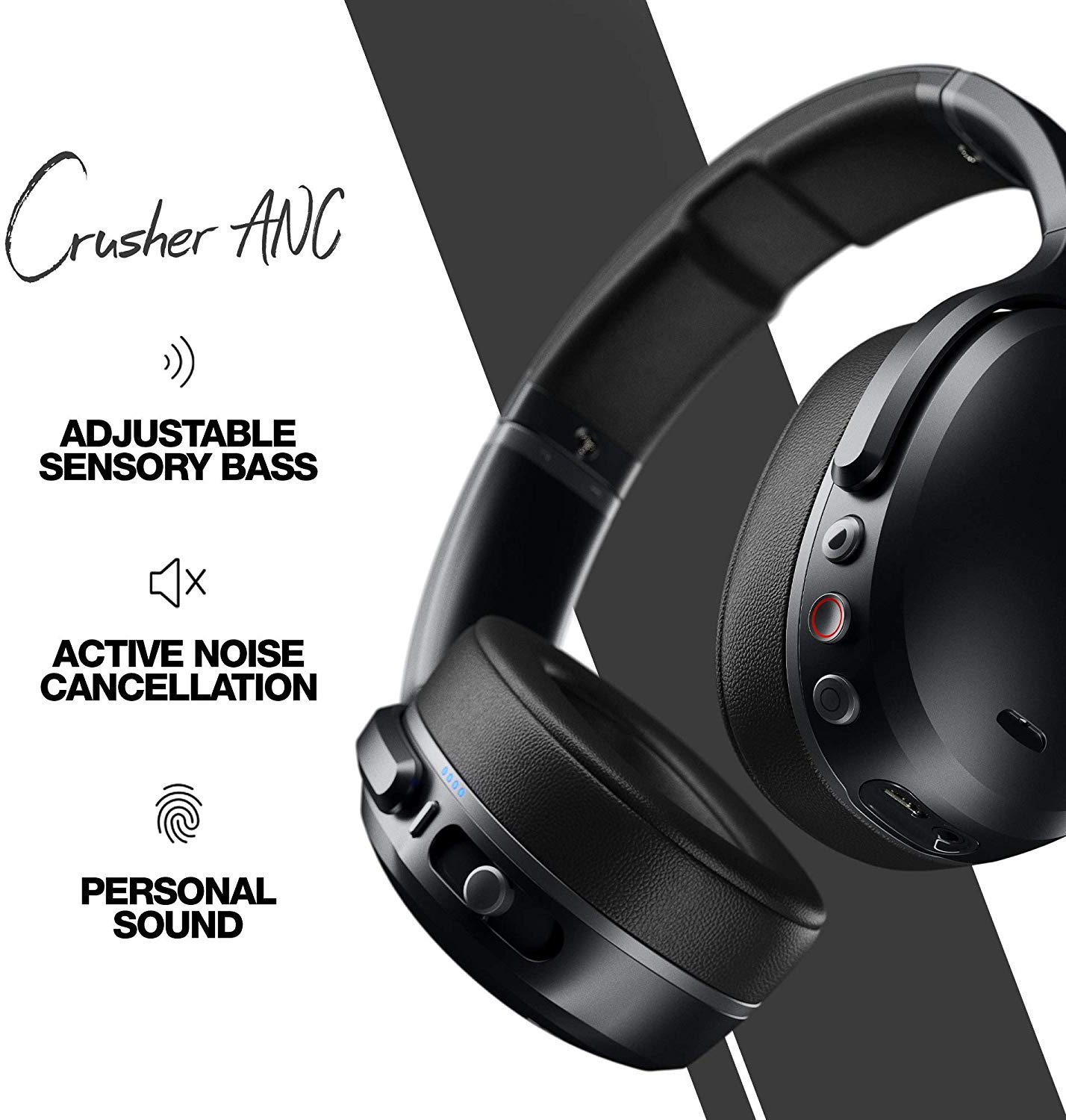 S6CPW-M448 Skullcandy Crusher ANC Personalized Noise Canceling Wireless Headphone - Black-3
