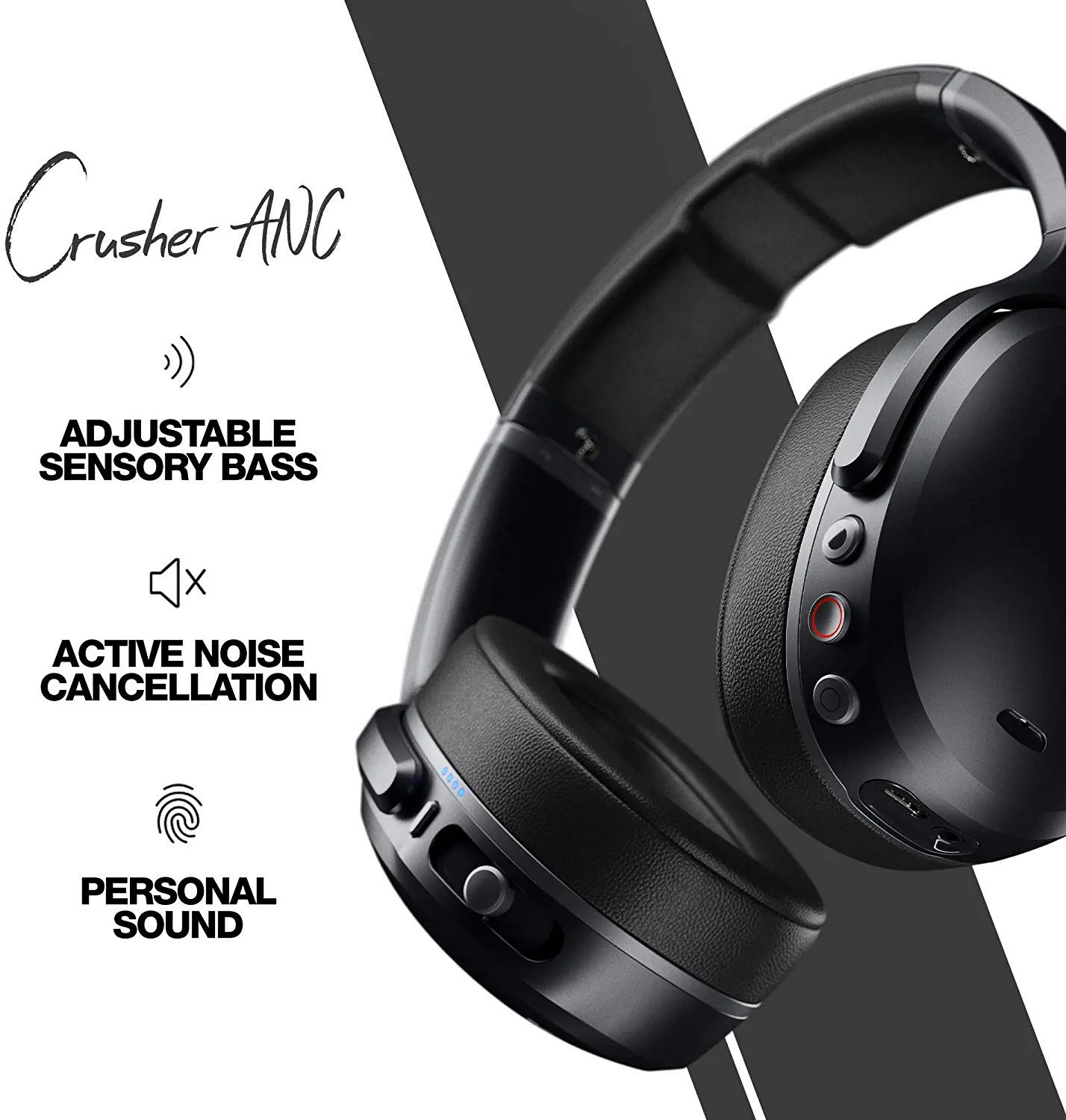 S6CPW-M448 Skullcandy Crusher ANC Personalized Noise Canceling Wireless Headphone - Black-3