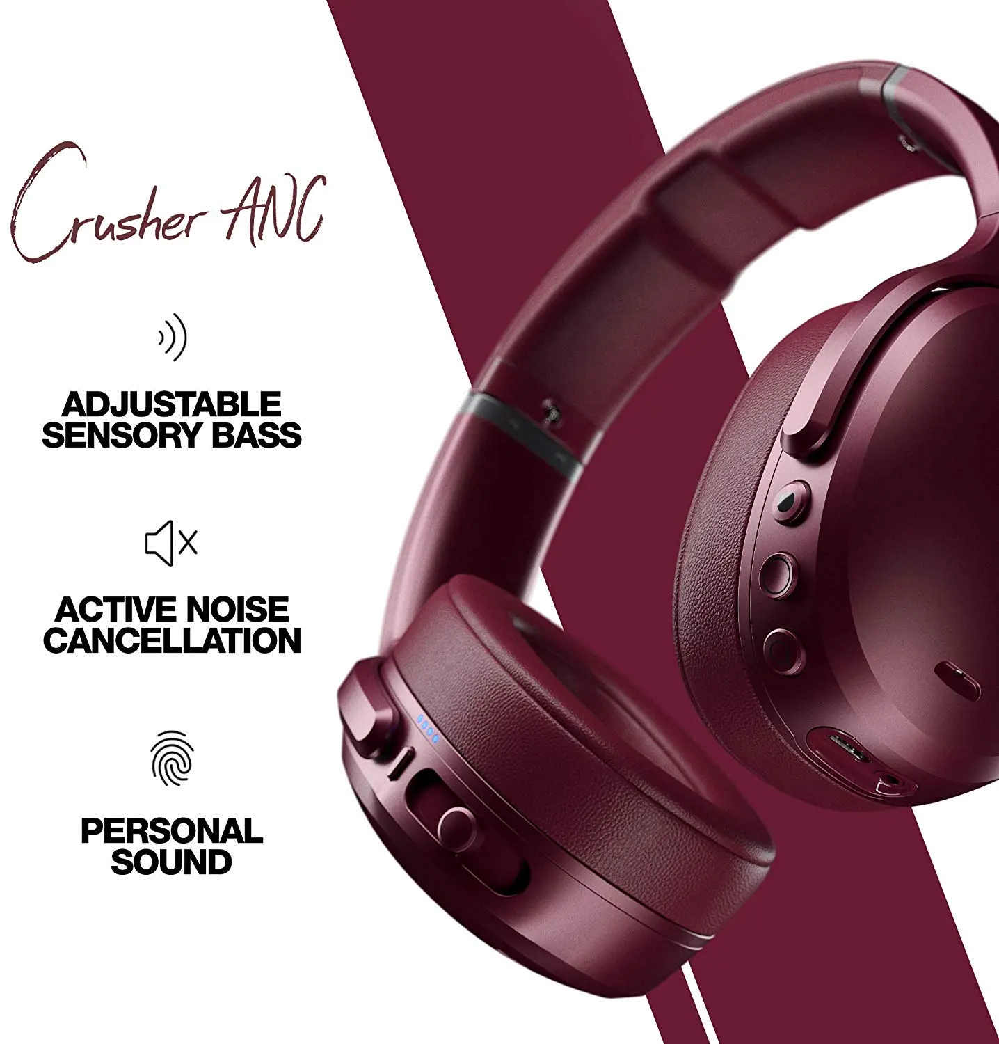 S6CPW-M685 Skullcandy Crusher ANC Personalized Noise Canceling Wireless Headphone - Moab Red-3