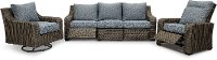 Gray Wicker Patio Motion Sofa with Blue Cushions - Lemans-3