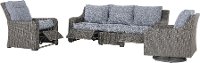 Gray Wicker Patio Motion Sofa with Blue Cushions - Lemans-5