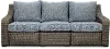 Lemans Gray Wicker Patio Motion Sofa with Blue Cushions