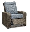 Gray Wicker Patio Recliner Chair with Blue Cushions - Lemans
