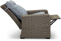 Gray Wicker Patio Recliner Chair with Blue Cushions - Lemans-2