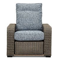 Gray Wicker Patio Recliner Chair with Blue Cushions - Lemans-3