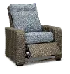 Lemans Gray Wicker Patio Recliner Chair with Blue Cushions