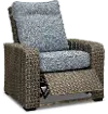 Lemans Gray Wicker Patio Recliner Chair with Blue Cushions