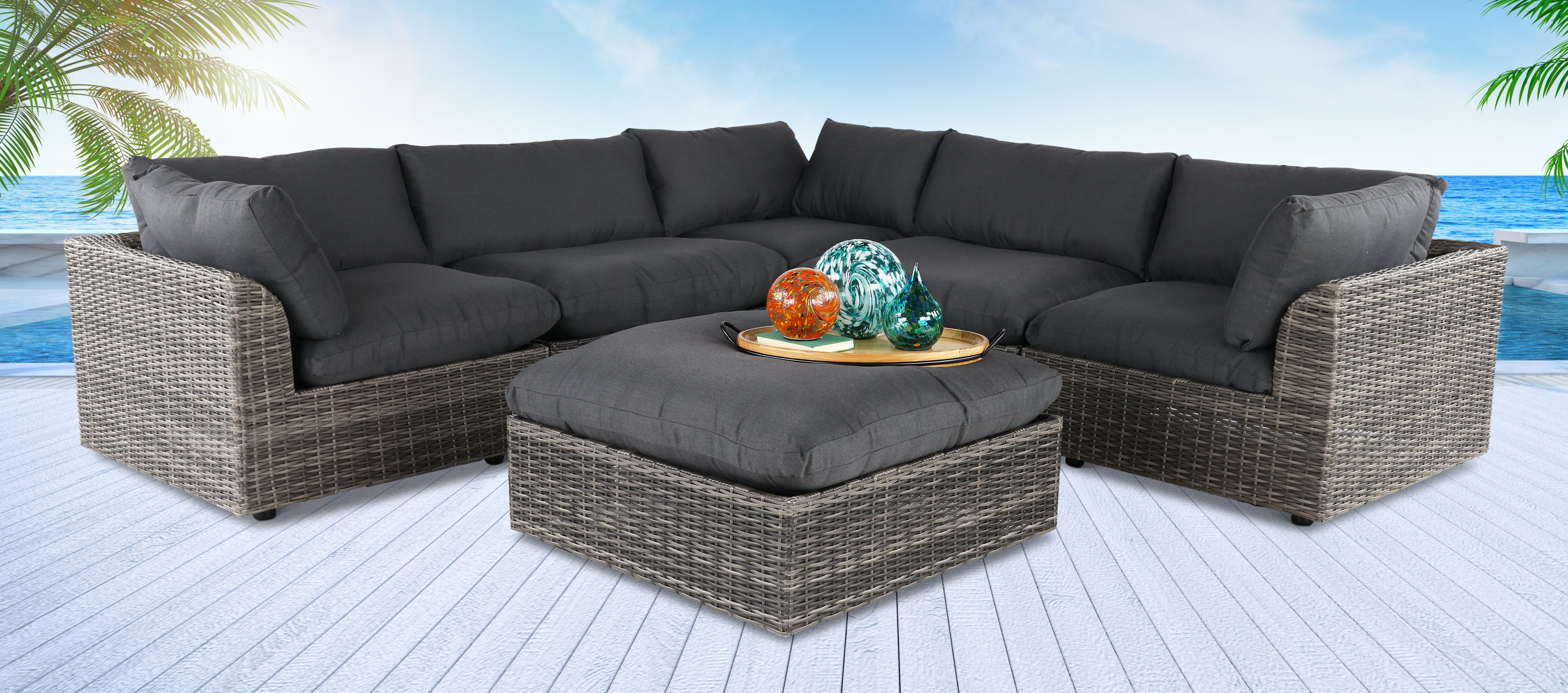 Gray 5 Piece Patio Sectional - Cirrus-2