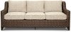 Espresso Brown Patio Sofa with Natural Cushion - Avalon
