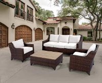 Espresso Brown Patio Sofa with Natural Cushion - Avalon-2