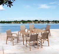 Natural Wood 7 Piece Patio Dining Set - Kona-4