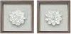 White Ceramic Flower Shadow Box Framed Wall Decor - Set of 2