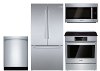 KIT Bosch 4 Piece Electric Induction Kitchen Appliance Package with French Door Smart Refrigerator - Stainless Steel