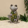 18 Inch Gray Frog Figurine with Faux Succulent Accent