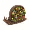 16 Inch Solar Lighted Resin Snail with Faux Succulents