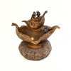 22 Inch Bronze Stone Leaf Fountain with Birds