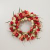 20 Inch Red and Pink Faux Tulip Wreath Arrangement