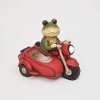 17 Inch Solar Lighted Magnesium Frog with Motorcycle
