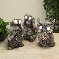 Assorted 11 Inch Solar Lighted Gray Garden Friend Figurine