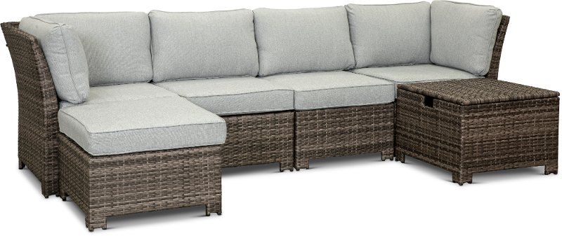 Patio 6 Piece Wicker Sectional Carolina Mist Rc Willey Patio 6 Piece Wicker Sectional