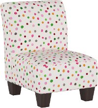 5705K Contemporary White and Polka Dot Kids Accent Chair
