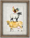 Stacked Farm Animals II Canvas Framed Wall Art