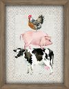 Stacked Farm Animals I Canvas Framed Wall Art