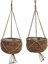 6 Inch Brown Hanging Water Hyacinth Basket - Raina