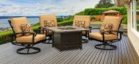 Traditional 5 Piece Patio Fire Pit Set with Slate Top - Flourence