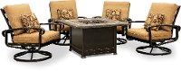 Traditional 5 Piece Patio Fire Pit Set with Slate Top - Flourence-2