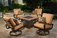 Traditional 5 Piece Patio Fire Pit Set with Slate Top - Flourence-3