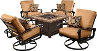 Traditional 5 Piece Patio Fire Pit Set with Slate Top - Flourence-4