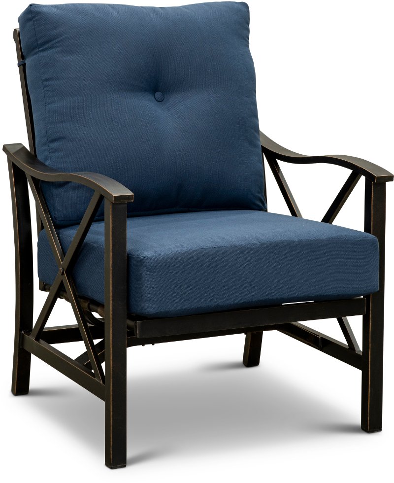 Denim Blue Patio Club Chair With Motion Denison Rc Willey Furniture Store