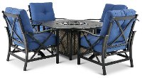 Denim Blue 5 Piece Fire Pit Set - Denison