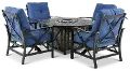 Denison Blue 5 Piece Patio Club Chair and Fire Pit Set