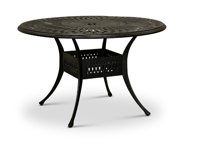 Traditional 48 Inch Round Metal Patio Table - Montreal