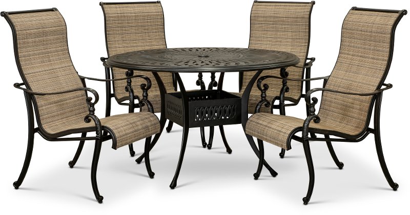 5 Piece Round Patio Dining Set With Sling Chairs Montreal Rc