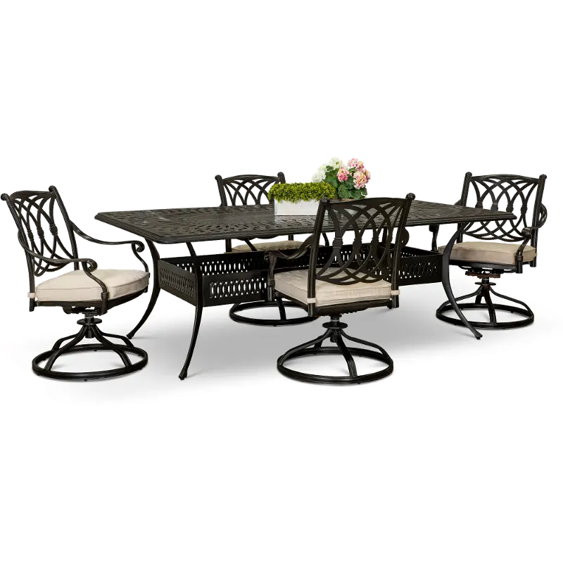 Montreal 5 Piece Patio Swivel Outdoor Dining Set
