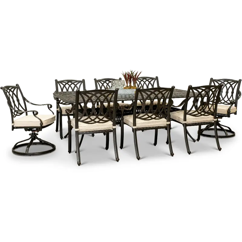 Montreal 9 Piece Swivel & Armchair Outdoor Dining Set
