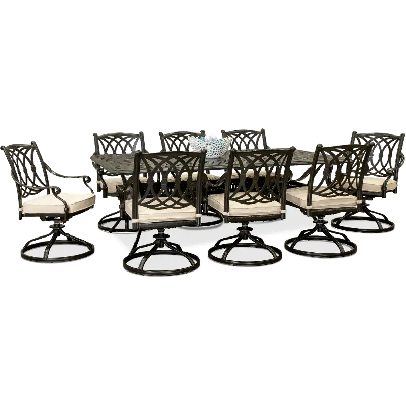 Montreal 9 Piece Swivel Chair Outdoor Dining Set