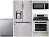 KIT LG 4 Piece Gas Kitchen Appliance Package with 26.2 cu. ft. French Door Refrigerator - Stainless Steel