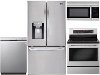 KIT LG 4 Piece Electric Kitchen Appliance Package with 26.2 cu. ft. French Door Refrigerator - Stainless Steel