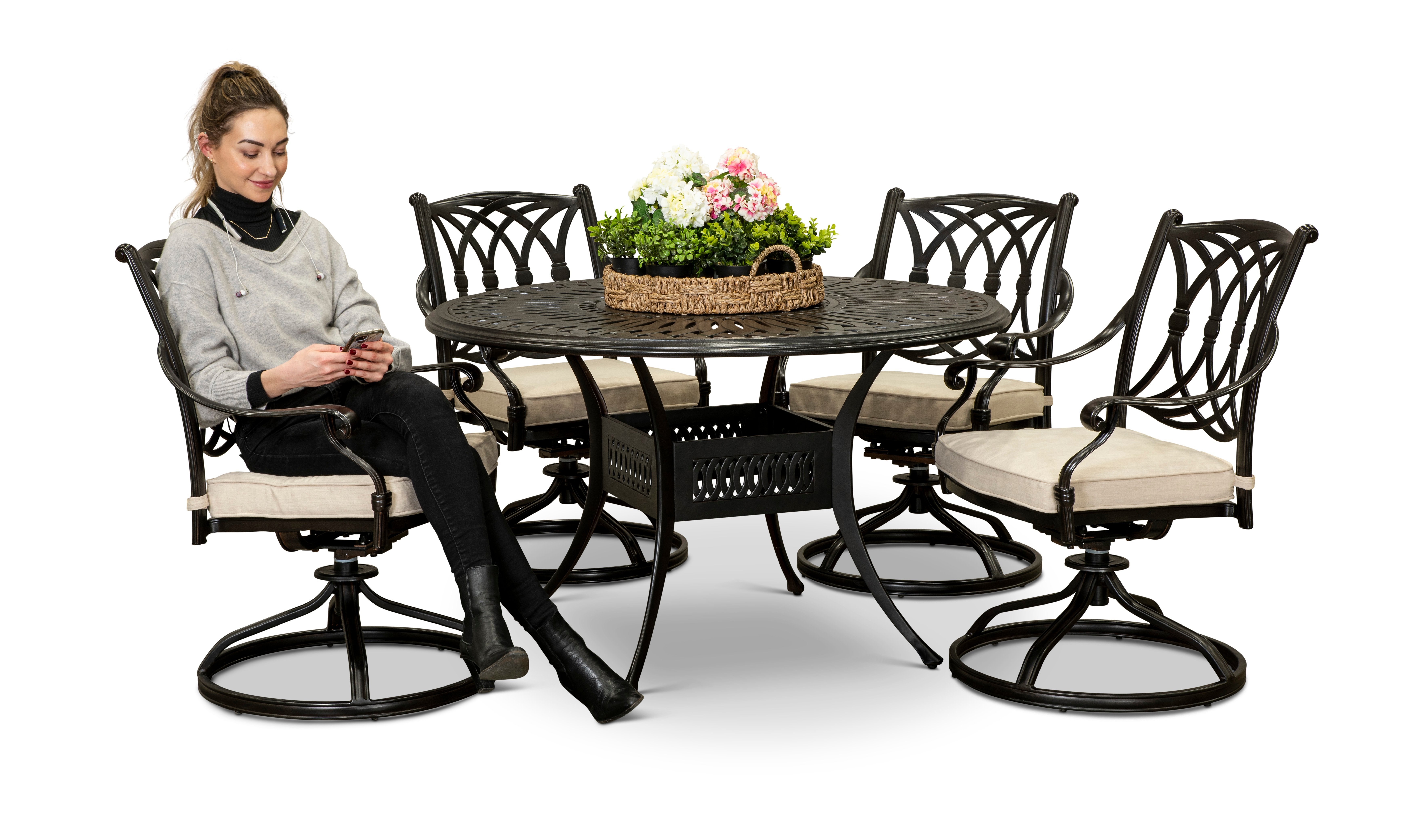 5 Piece Round Patio Set - Montreal-4