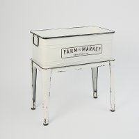 22 Inch White Metal Planter with Stand