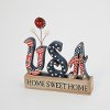 White, Blue and Red Wooden USA Tabletop Sign