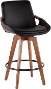 B26-COSMO-WL-BK Mid Century Black and Brown 26 Inch Counter Height Stool - Cosmo