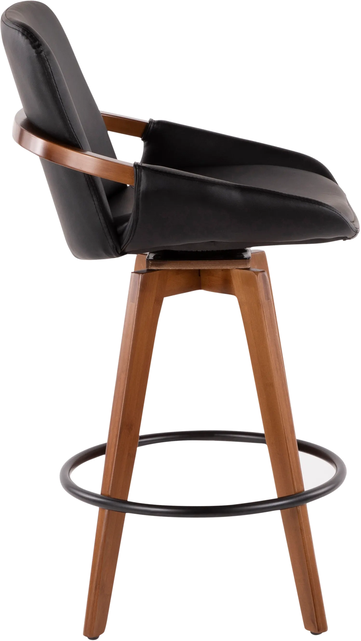 B26-COSMO-WL-BK Mid Century Black and Brown 26 Inch Counter Height Stool - Cosmo-2