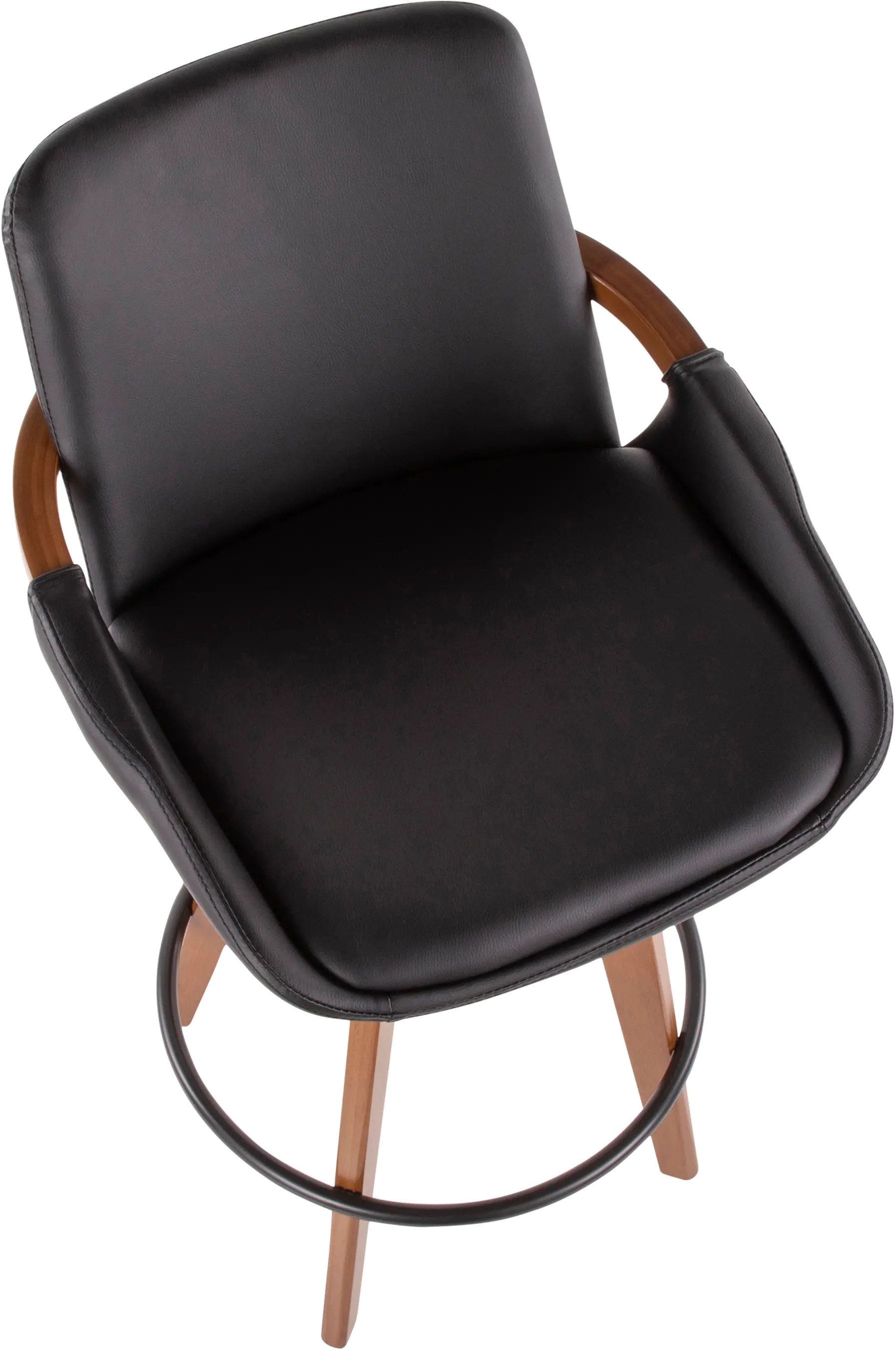 B26-COSMO-WL-BK Mid Century Black and Brown 26 Inch Counter Height Stool - Cosmo-5